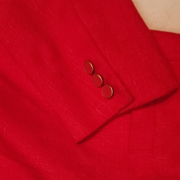 Vintage jacket Kasper blazer red single button closure rayon polyester mix - Picture 3 of 11